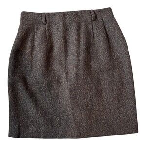 Vintage Talbots Petite Wool Silk Tweed‎ Pencil Skirt 10P Brown Flecked Portugal